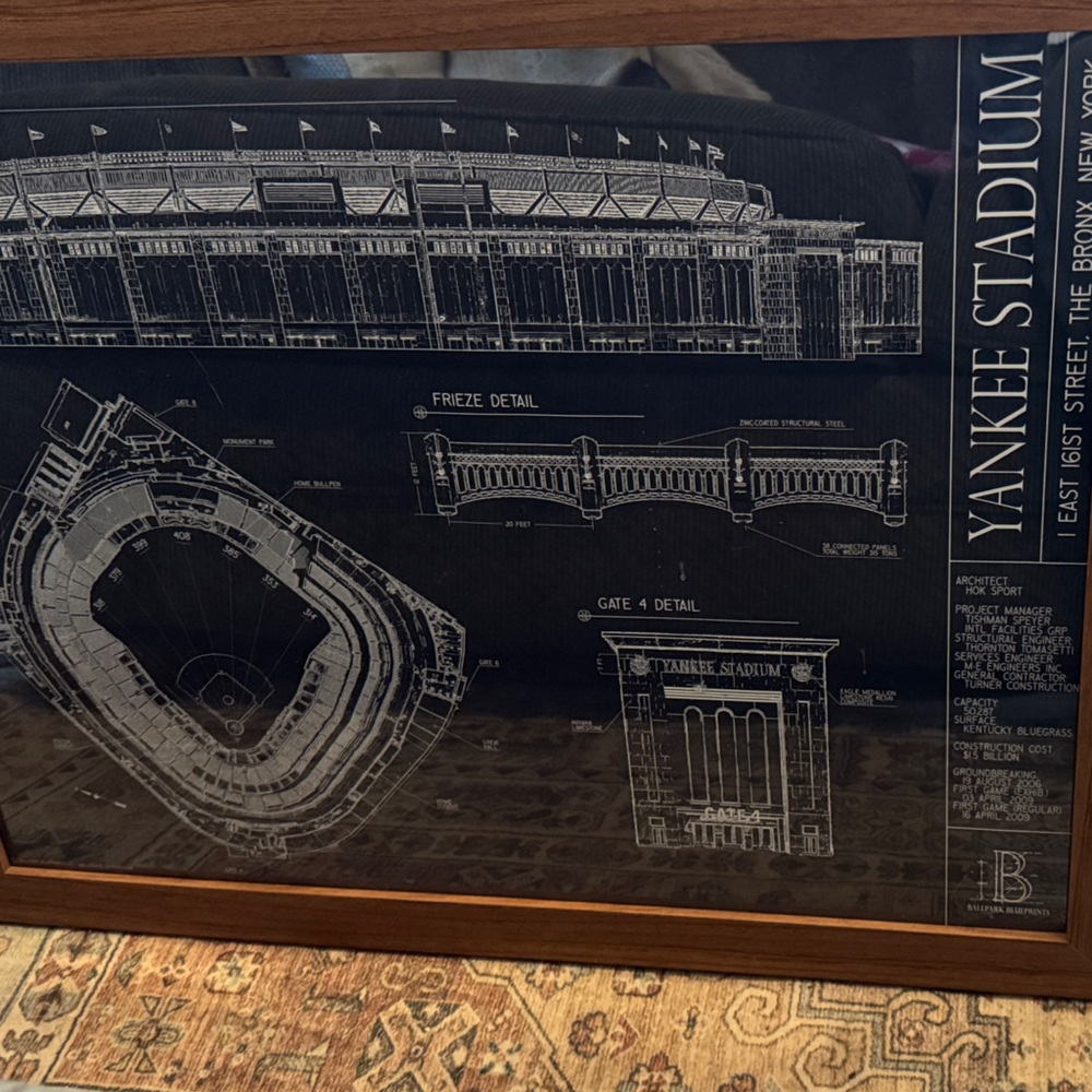 Yankee Stadium Blueprint Art in Brown Frame.
This includes BOTH prints!!
